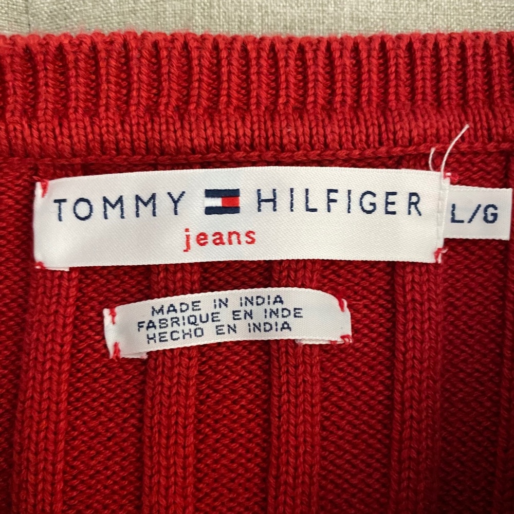 Tommy Hilfiger Red Long Sleeve Knit Sweater - Picture 6 of 7